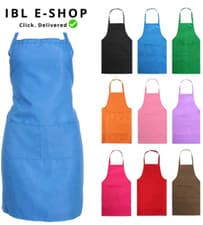Image of PLAIN KITCHEN APRON CHEFS CATERING WHOLESALE COOKING BBQ BUTCHER CRAFT BAKING-UK