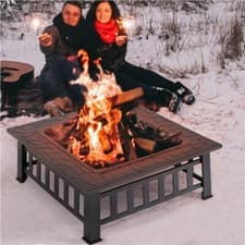 Image of 86cm Fire Pit Outdoor Fire Bowl Large Metal Brazier for Patio, Outside, Black