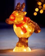 Image of Christmas Pre-Lit Acrylic Reindeer Figurine, 39 cm