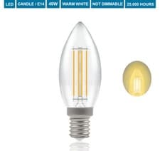 Image of Small Screw 40 Watt Candle Bulb E14 4W=40W LED SES Candle Light bulbs Warm White