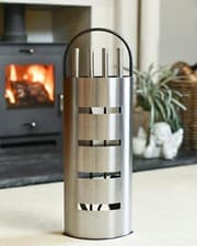 Image of Deluxe Contemporary Brushed Steel Four-Piece Companion Set - 66cm