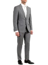 Image of Hugo Boss Mens Huge6/Genius5 Slim Fit Plaid Wool Suit 48 Regular Grey - NWT $895