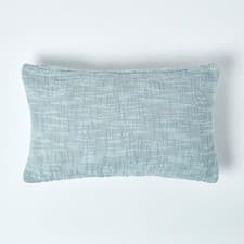 Image of Grey Silver 12x20" Slub Cotton Cushion Cover – Nirvana Pure, Matches Throws