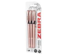 Image of 3 Pack Zebra Classic Rose Gold Ballpoint Pens Black Ink
