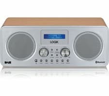 Image of LOGIK L75DAB20 PORTABLE DAB+ FM BLUETOOTH 5.0 RADIO SILVER & WOOD USB CHARGING