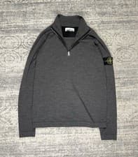 Image of Stone Island Authentic Wool Grey Quarter Zip Sweatshirt Pull Over Men’s Size XL