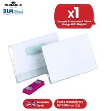 Image of Durable Magnetic Name Badges 25 Pack with Inserts 54 x 90 mm for ID & Events