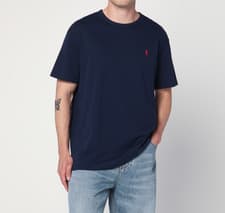 Image of Polo Ralph Lauren Tee T shirt White regular Fit Navy Blue Cotton Crew neck