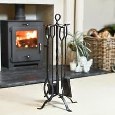 Image of Traditional Black Loop Handle "Spiral" Four Piece Companion Set - 70cm