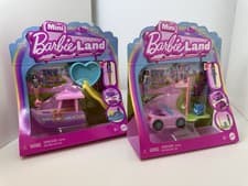 Image of Barbie Mini Barbie Land – Vehicle & Boat Playset Bundle (Brand New, Mattel)