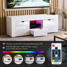 Image of Vida Designs 2 Door 1 Drawer Storage Cabinet LED TV Unit White Living Room