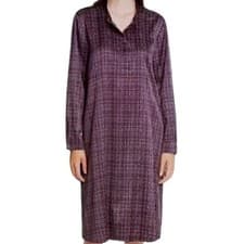 Image of Eileen Fisher Silk Blend Plaid Shift Dress XXL Purple Minimalist Lagenlook NWT