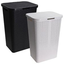 Image of 60L Large Plastic Rattan Style Laundry Clothes Storage Washing Bin Basket Hamper