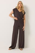 Image of LTS Tall Women's Textured Elasticated Wide Leg Trousers