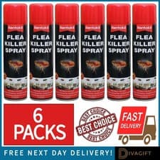 Image of 6 x RENTOKIL FLEA KILLER SPRAY 300ML FOR HOME USE DUST MITE HOUSEHOLD KILLER NEW