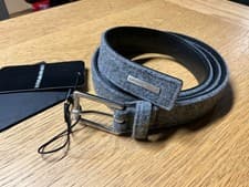 Image of Emporio Armani Womens Grey Felt Fabric/ Leather Belt 90cm  (fits 32”) Skinny New