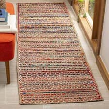 Image of Runner Rug Jute Braided Rectangle 100% Natural Jute Handmade Rustic look Carpet
