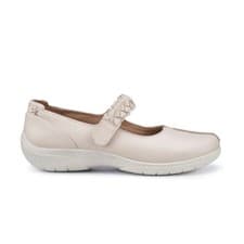 Image of Hotter Cream Fit Shake II Touch Fastening Leather Shoes
