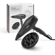 Image of BaByliss Power Light Hair Dryer 2000W With Diffuser 3 Heat 2 Speed Setting Black