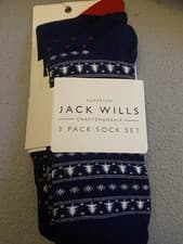 Image of BNWT JACK WILLS NAVY MEN’S SOCKS X 3 RRP £15.95