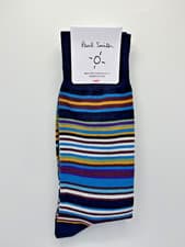 Image of Paul Smith Multi Stripe 'Hawkins' Mens Organic Cotton Navy Socks