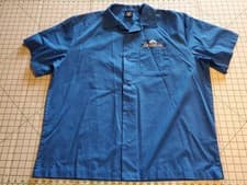 Image of Hilton Bowling Retro Cruisin The Beaches Coast Car Show Blue Button Up Size XL