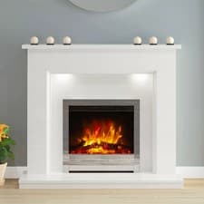 Image of Flare Madalyn Electric Marble Fireplace Suite in White, 2kW