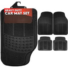 Image of 4PCS HEAVY DUTY UNIVERSAL BLACK RUBBER CAR MAT SET NON SLIP VAN MATS