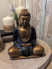 Image of Buddha Sitting Resin Gold Black Ornament 23cm High