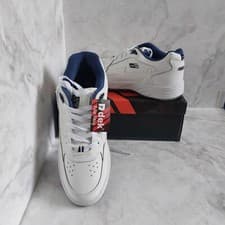 Image of NEW Dek Orleans Mens Coated Leather Lace Up Trainers Fuller Fitting White Sz 10