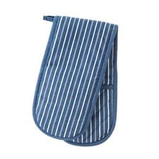 Image of Eddingtons Smithfield Butcher's Stripe Double Oven Glove - Blue