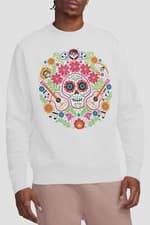Image of Coco Day Of The Dead Patch With Miguel, Ernesto, Hector Mens Sweatshirt White