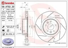 Image of 2x Brake disc internally vented 09.A752.21 BREMBO for RENAULT MEGANE III Coupe