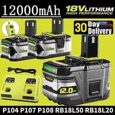 Image of 2X Battery For RYOBI 18V One+ Plus P108 Li-ion 12.0AH 8.0AH RB18L50 RB18L40 P104