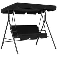 Image of Outsunny Outdoor 3-person Porch Swing Chair with Adjustable Canopy Black
