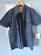 Image of Pretty Green Blue Check Cotton Shirt Size M