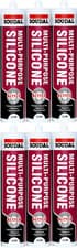 Image of Soudal Multi Purpose Silicone Sealant Waterproof Mould Resistant Clear 270ml x 6