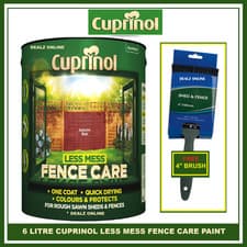 Image of Cuprinol Less Mess Fence Care AUTUMN RED 6L + FREE 4" FENCE BRUSH