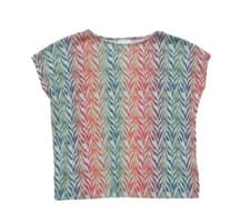 Image of Multicoloured Print Metallic Plisse Top