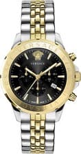 Image of Versace VEV602223 Signature Chronograph black gold silver Steel Men's Watch NEW