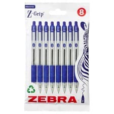Image of Zebra Pen Z-Grip Ballpoint Pen 8 Pack Blue ink