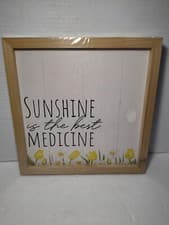 Image of Sunshine Is The Best Medicine Frame Wall Art Home Decor 7.25 x 7.25 Wood Frame