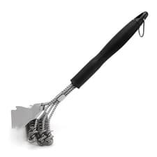 Image of Three-headed Spring BBQ Grill Brush, Non-slip PP Handle, Durable Steel Wire
