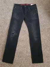 Image of HUGO BOSS Hugo 708 Slim Fit Jeans Grey Destressed 32L - Brand New £129
