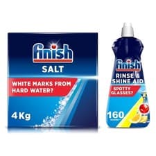 Image of Finish Dishwasher Salt 4kg & 2 xRinse Aid Lemon Sparkle 400ml Bundle