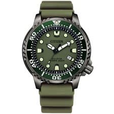 Image of Citizen PROMASTER BN0157-11X Eco-Drive Marine Diver Green Dial Watch Solar