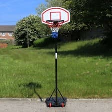 Image of Free Standing Basketball Net Hoop Backboard With Adjustable Stand Set On Wheels