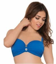 Image of Curvy Kate Luau Love Balcony Bikini Top, Deep Sea Blue UK 32F LN007 KK 07