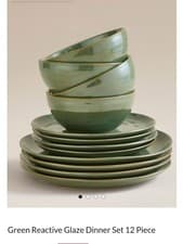Image of GREEN REACTIVE STONEWARE GLAZE 12PC DINNER SET BRING VERY ELEGANT Look At Home N