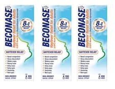 Image of Beconase Hayfever Relief Congestion Adult Nasal Spray 3 pack x 100 sprays